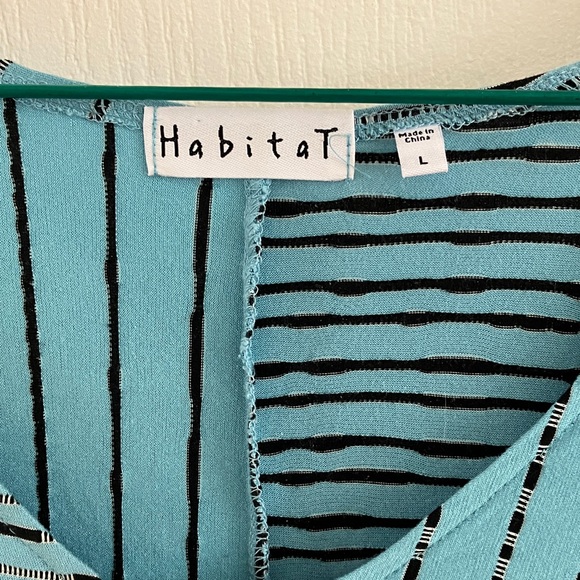 Habitat Teal and Black Patterned V-Neck Top - Picture 2 of 6